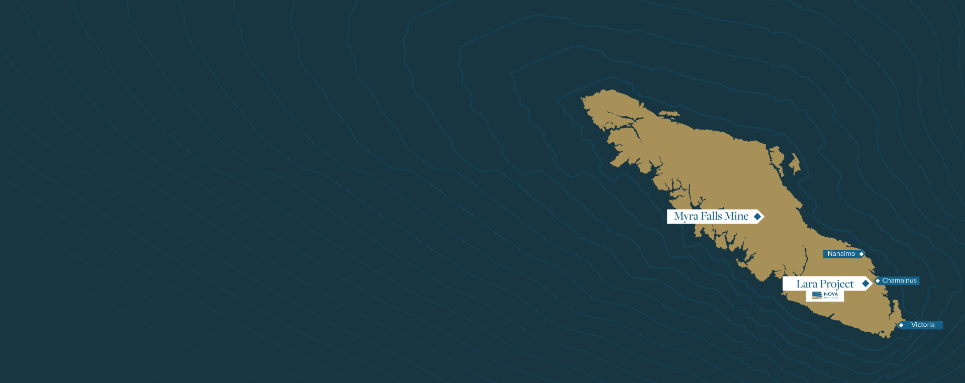 Map of Vancouver Island Featuring the Lara VMS Project Locations